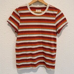 Marin layer re spun orange red sunset striped t shirt women’s M